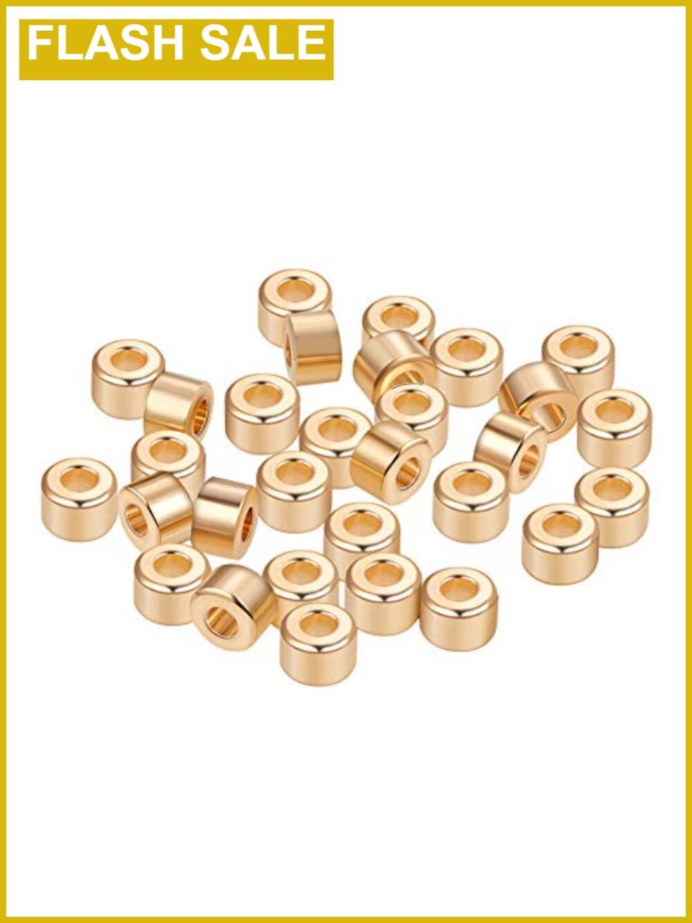 30 Pcs 18K Gold Plated Spacer Beads Brass Tube Rondelle Loose Beads for DIY